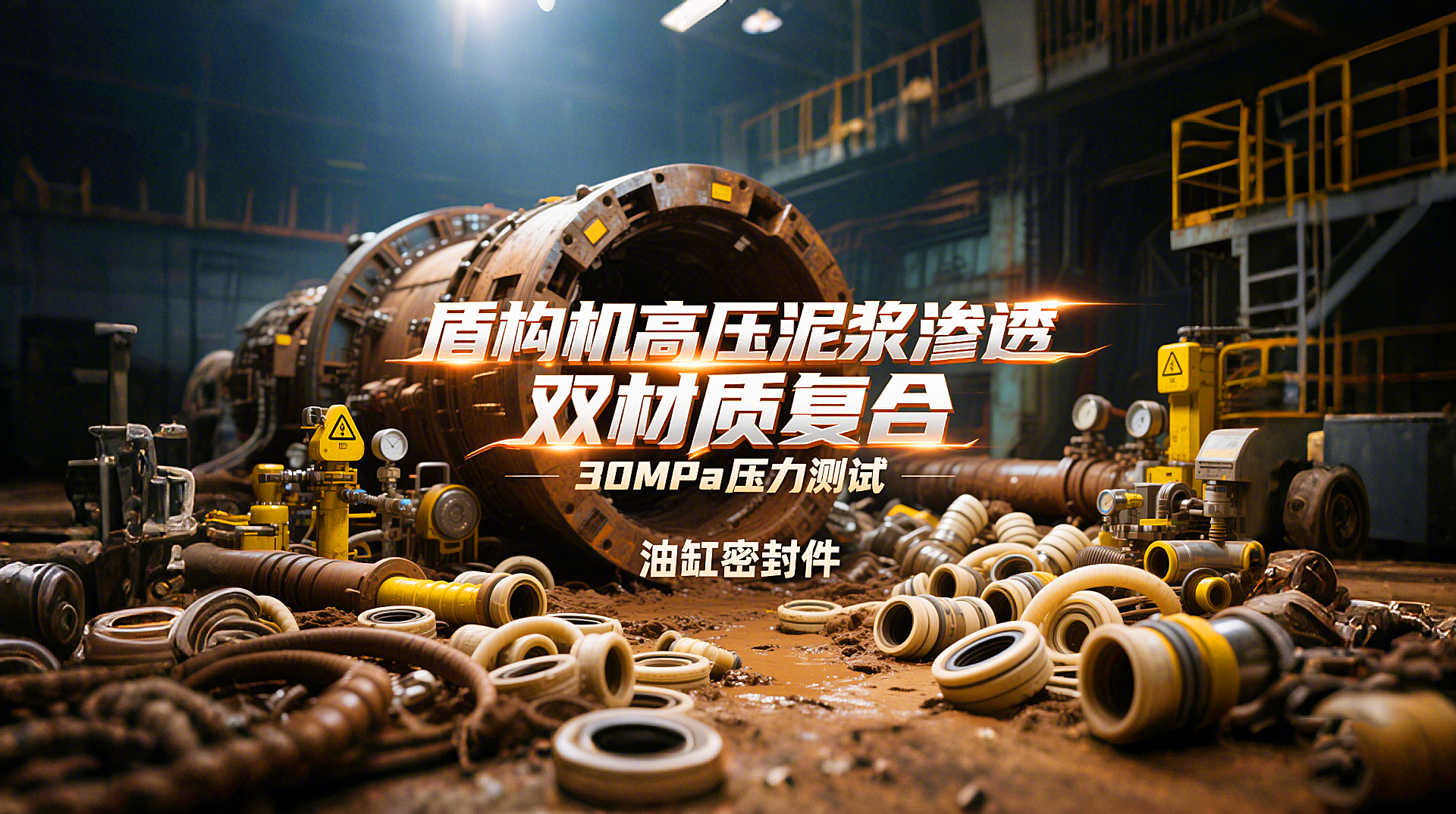 盾構機高壓泥漿滲透！雙材質復合<i style='color:red'>油缸密封圈</i>通過30MPa壓力測試